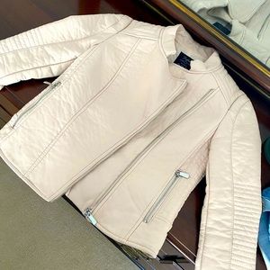 Zara Blush Leather Moto Jacket